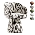 Modern Zebra Striped Leisure Chair With Upholstered Armrest And Decorative Balls