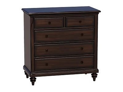 Dark Brown Wooden Entryway Side Cabinet With Multiple Drawers And Sturdy Legs 3d model