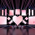 Romantic Stage Design With Pink Heart Central Display And Lighting Effects 3d model