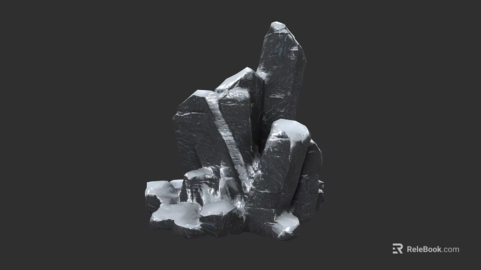 Natural Rocky Micro Terrain With Snowy Covering And Textured Surface 3d model 