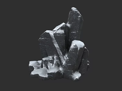 Natural Rocky Micro Terrain With Snowy Covering And Textured Surface 3d model