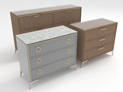 Elegant Modern Dressers With Marble Top Metal Handles Legs And Wooden Design 3d model