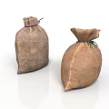 Brown Linen Storage Bags For Household Use With Drawstring Closure Set 3d model