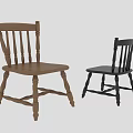 Traditional Light and Dark Brown Wooden Dining Chairs with Spindle Back Design