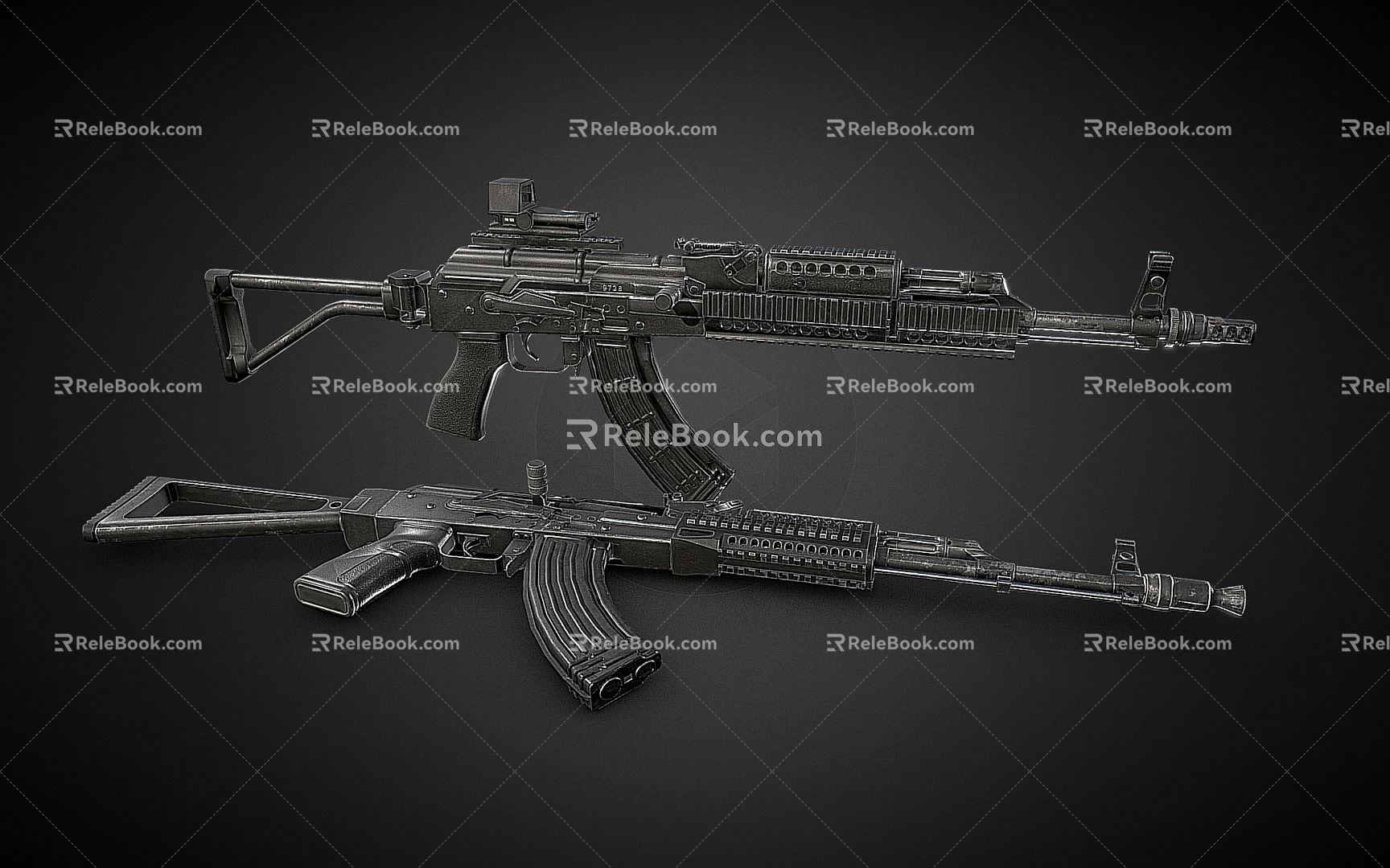 AKM Rifle Assault Rifle Combat Rifle Military Weapon 3d model