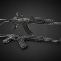 Tactical Rifles 3D Render With Detailed Barrel Magazine Stock And Grip