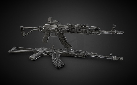 AKM Rifle Assault Rifle Combat Rifle Military Weapon 3d model