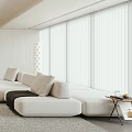 Modern Living Room Interior With White Sofa Wooden Chairs Coffee Table TV Shelves And Rug