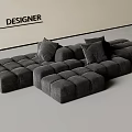 Modern Modular Sectional Sofa In Gray Velvet With Plush Cushions And Designer Style