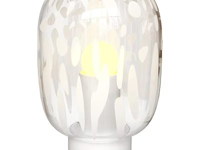 Modern Glass Table Lamp With White Patterns And Warm Yellow Illumination 3d model