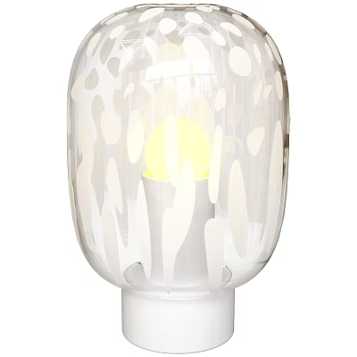 Modern Glass Table Lamp With White Patterns And Warm Yellow Illumination 3d model