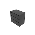 Modern Black 3 Drawer Bedside Table With Smooth Surface And Simple Design 3d model