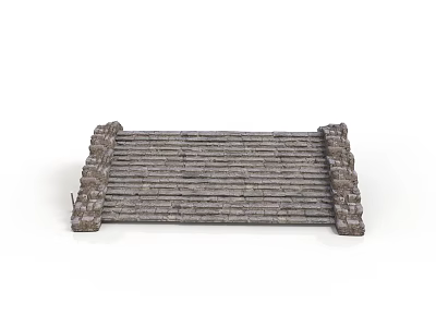 Stone Structure With Long Gray Slabs And Decorative Stone Pillars 3d model