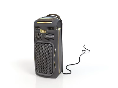 Black Portable BOSS Audio Speaker Design With Handle And Power Cord 3d model