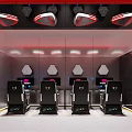 Modern Gaming Cafe Interior With Ergonomic Chairs High Performance PCs And RGB Lighting