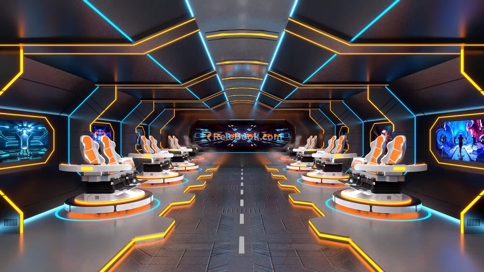 Sci-fi scene space capsule punk wind game video game dynamic game virtual reality technology sense metal sense 3d model