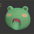 Cute Green Frog Character Featuring Big Black Eyes Pink Cheeks Open Mouth And Red Tongue