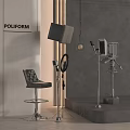 Modern POLIFORM Interior With Entertainment Appliances Ring Light Microphone Speaker And Grey Stool 3d model