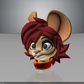 Cartoon Mouse Character With Red Hair Big Ears And Friendly Expression In Red Outfit