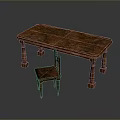 Wooden Dining Table Set With Matching Chair And Classic Brown Finish Design