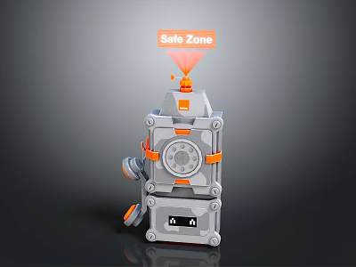 Safety Mechanical Device Featuring Safe Zone Indicator With Orange Gray Structural Panels 3d model