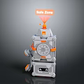 Safety Mechanical Device Featuring Safe Zone Indicator With Orange Gray Structural Panels 3d model