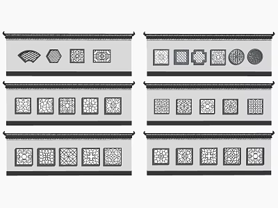 Scenic Wall Design Featuring Carved Geometric Patterns And Decorative Arrangements 3d model