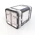 Vintage Metal Storage Trunk With Double Hinged Doors Metal Straps And Weathered Surface