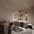 Serene SPA Sauna Interior Design With Massage Bed Comfortable Chair And Soft Lighting