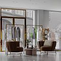 Modern Fashion Store Interior Design With Mannequins Pendant Lights Display Area And Tables