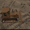 Heavy Duty Bulldozer Working On Muddy Construction Site With Metal Blade And Tracked Wheels