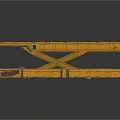Yellow Wooden Train Track Components And Carriage Base With Black Parts