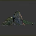 Detailed 3D Rugged Terrain Featuring Lush Green Vegetation And White Coastal Edges