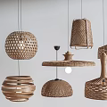Natural Style Pendant Lights With Rattan Woven Design And Various Shapes