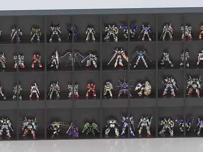 Building Blocks Collection With Various Colored Styled Models Neatly Arranged On Multi Tiered Display Shelves 3d model