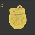 Hand Carved Clay Sculpture Pot With Two Handles And Colorful Patterns