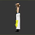 Cartoon Scientist Character Waving Hand With Yellow Gloves And Friendly Creature