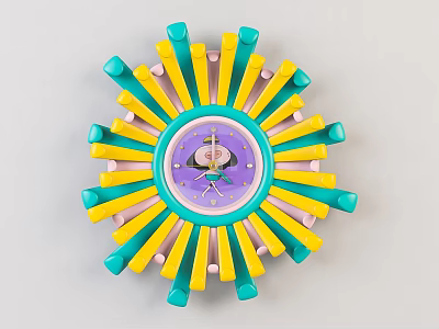 Cartoon children's wall clock 3d model
