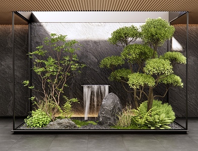 Modern indoor landscape landscaping courtyard plant sketch water drop water feature plant pile bushes 3d model