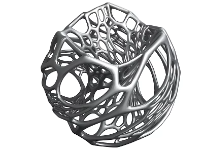 Metallic Intricate Hollow Sphere Structure With Geometric Patterns And Artistic Design 3d model