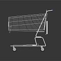 Durable Metal Shopping Cart With Blue Handle Label Basket And Wheels For Retail Use