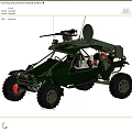 Military Green Off Road Vehicle In Desert With Large Tires And Antenna System