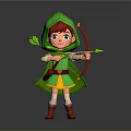 Game And Movie Character With Green Hooded Cloak Red Hair And Bow Arrow