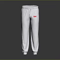White Casual Sweatpants With Red SSC Logo On Side For Comfortable Daily Wear 3d model