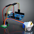 Colorful Wired Electronic Components With Integrated Circuit Board And Motor Actuator