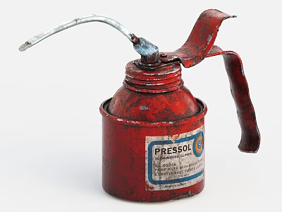 Vintage Red PRESSOL Oil Can For Industrial Mechanical Lubrication Equipment 3d model