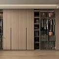 Modern Wooden Wardrobe With Glass Doors Hanging Rails And Storage Drawers