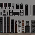 Diverse Home Audio Speakers With Various Designs Sizes And Sound Systems