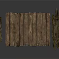 Rustic Wooden Building Structure With Planks And Fences 3d model