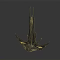 Futuristic Interstellar Structure 3D Model with Metallic Spires Angular Design and Support Base for Cosmic Exploration Concept 3d model